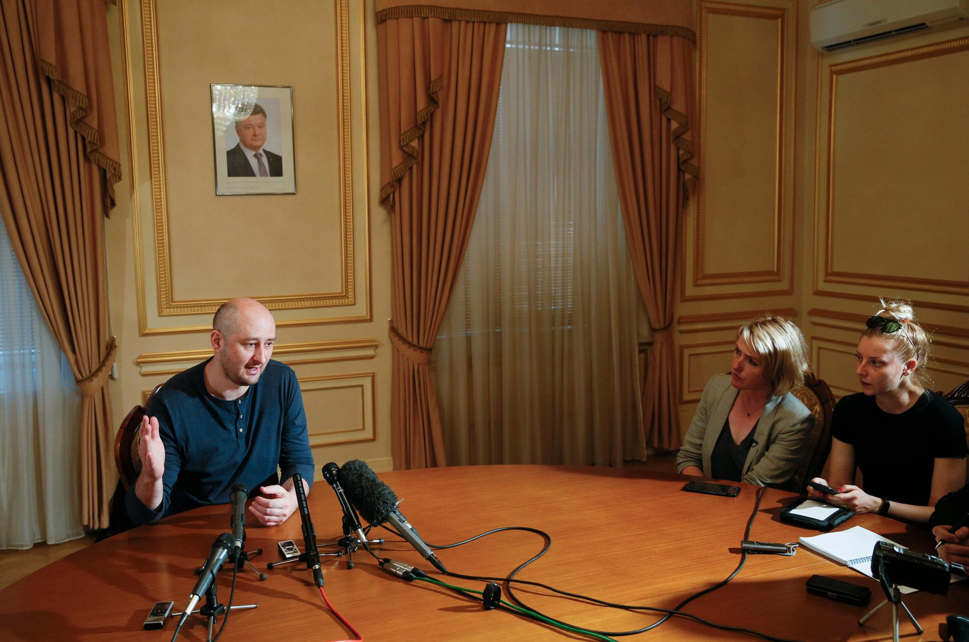 Arkadij Babtjenko under torsdagens pressträff.