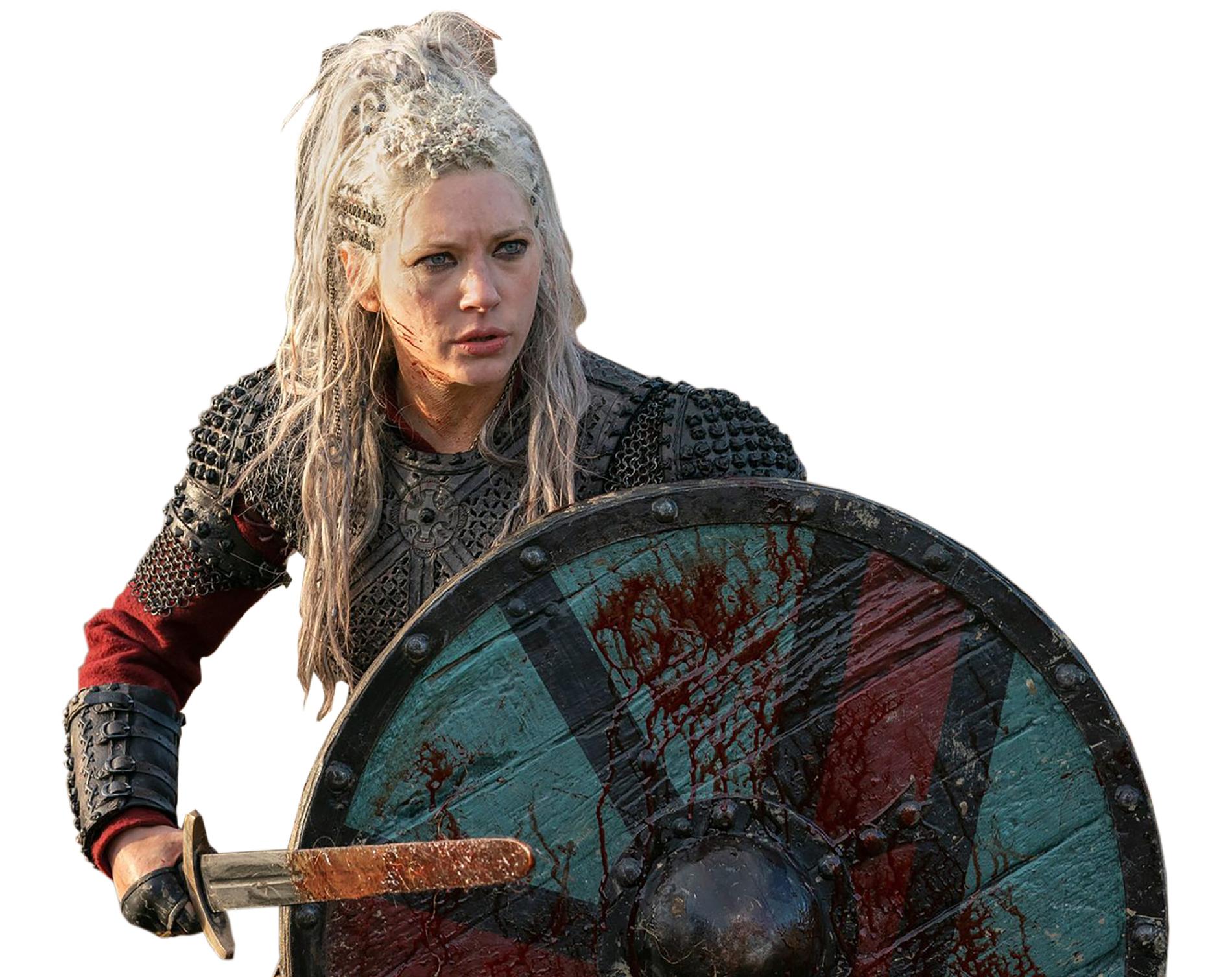 Sköldmön Lagertha (spelad av Katheryn Winnick) i tv-serien ”Vikings”. 