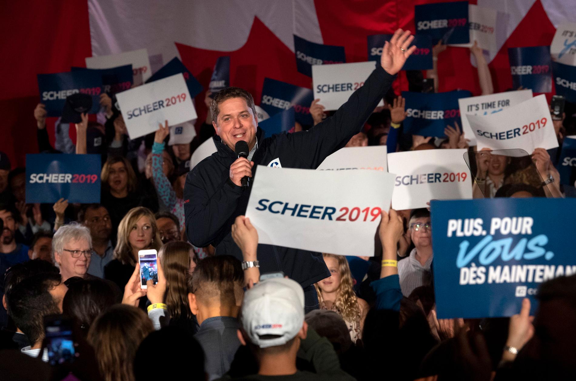 Konservativa partiets Andrew Scheer är nära valvinst.