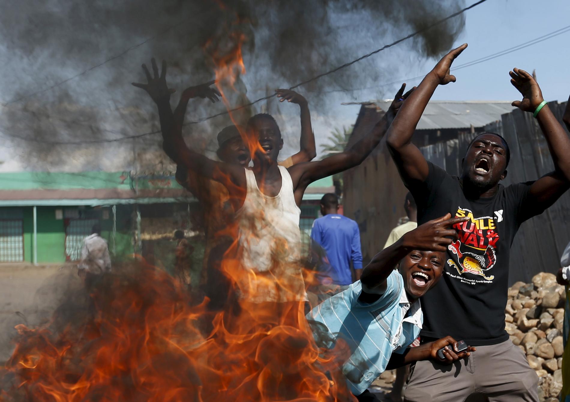 Protester i Burundis huvudstad.