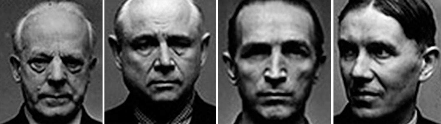 greps av gestapo  De fyra svenska företagsledarna som dömdes till döden:  Sigvard Häggberg Carl Herslow, Nils Berglind, och Tore Widén.