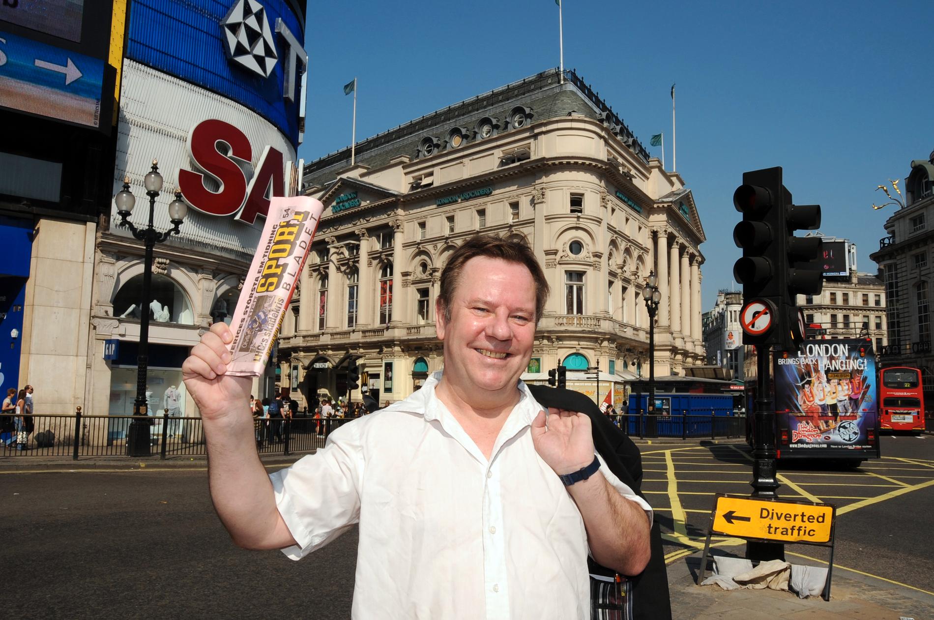 Peter Wennman på Trafalgar square i London 2008.