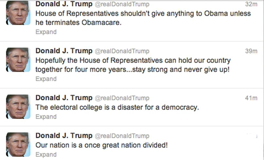 Fler twitter-inlägg från miljardären Trump.
