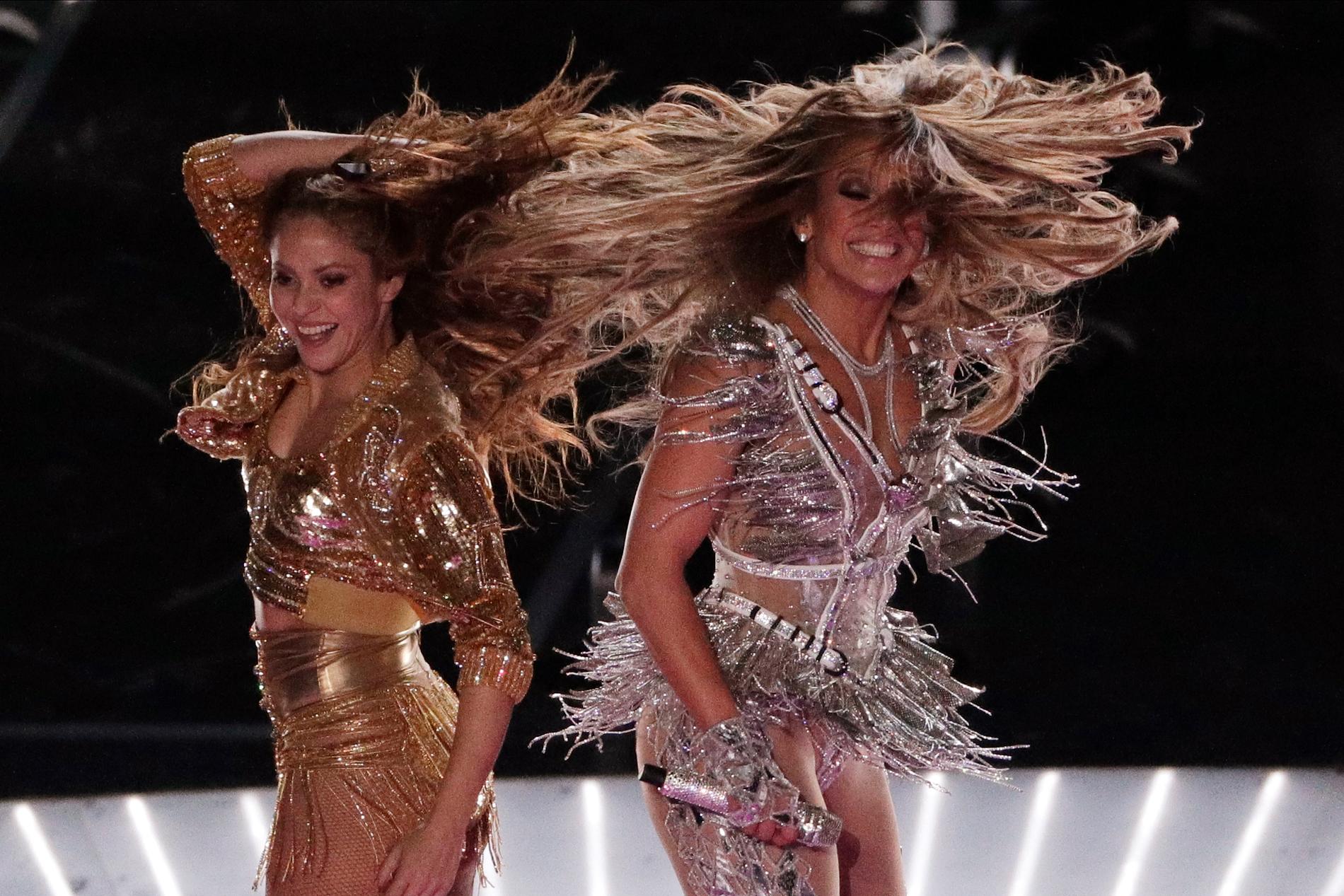 Shakira och Jennifer Lopez under Super Bowl i fjol.