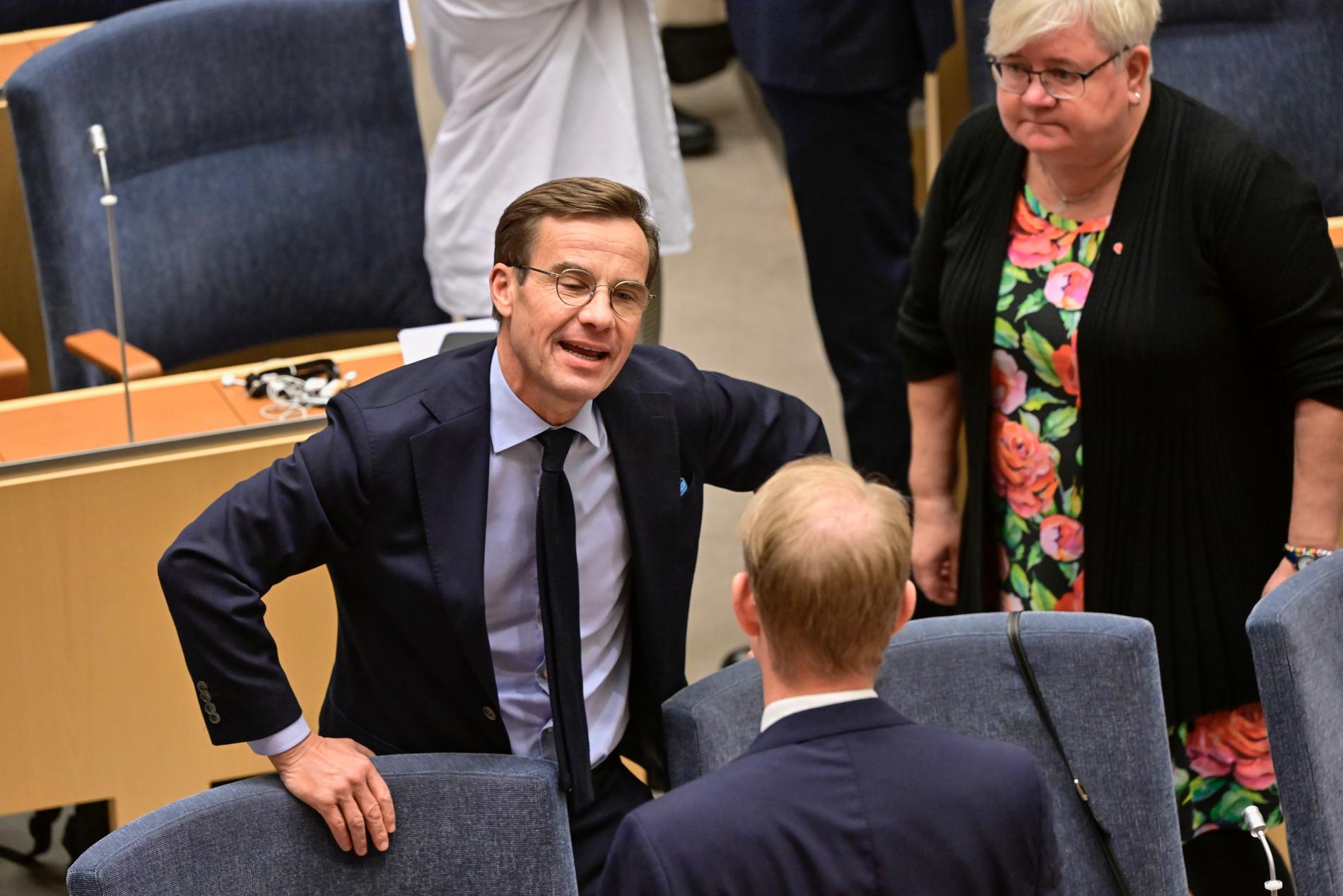 Moderaternas partiledare Ulf Kristersson inför uppropet av ledamöterna i riksdagen på måndagen.