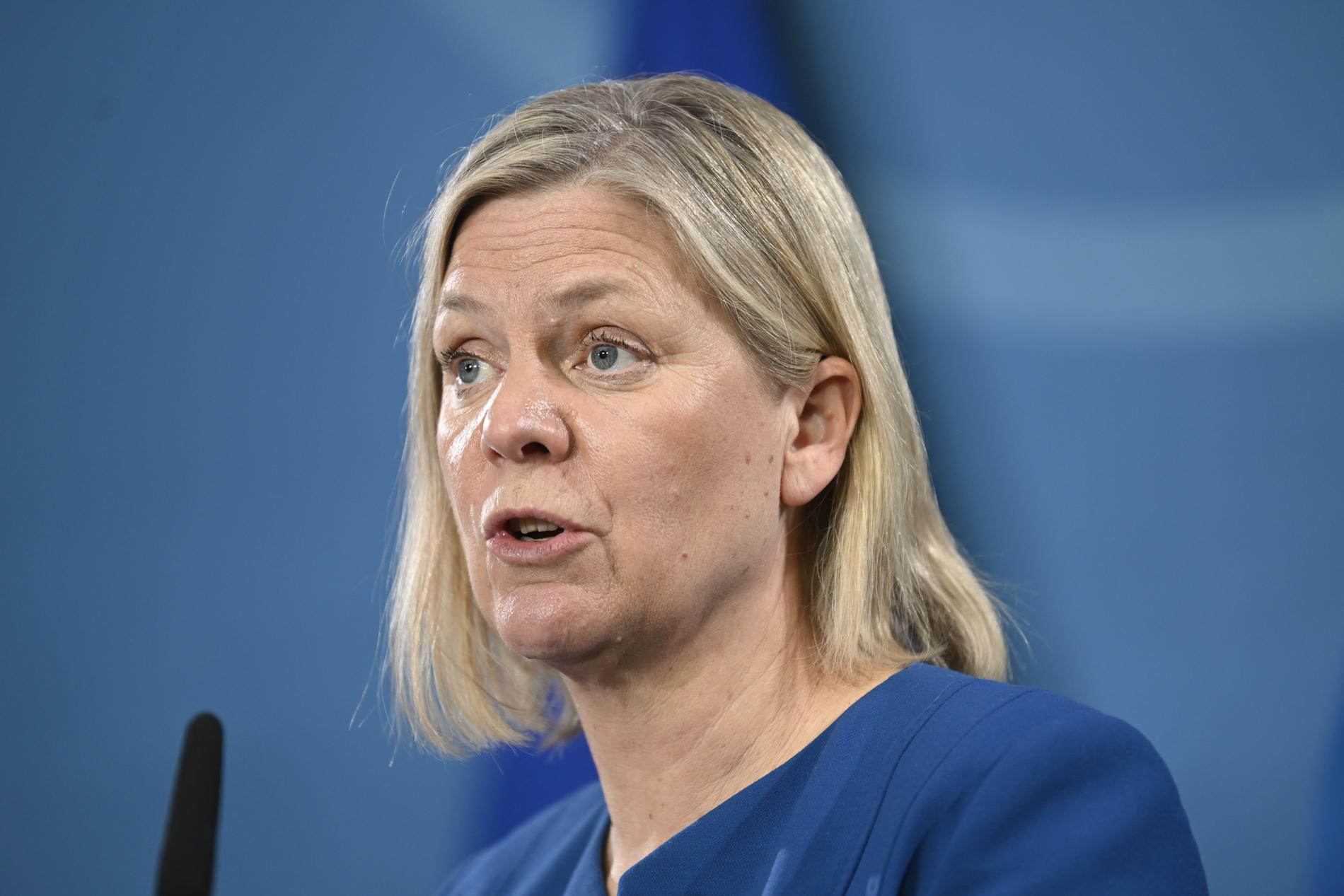 Upploppen får statsminister Magdalena Andersson (S) att reagera kraftigt. Arkivbild.