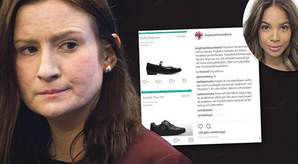 Varför nöjer sig Birgitta Ohlsson med att skorna för flickor döptes om? Huvudbryet bör ju snarare vara varför det överhuvudtaget ska finnas ”pojkskor” respektive ”flickskor”, skriver Stella Ezimoha (lilla bilden).