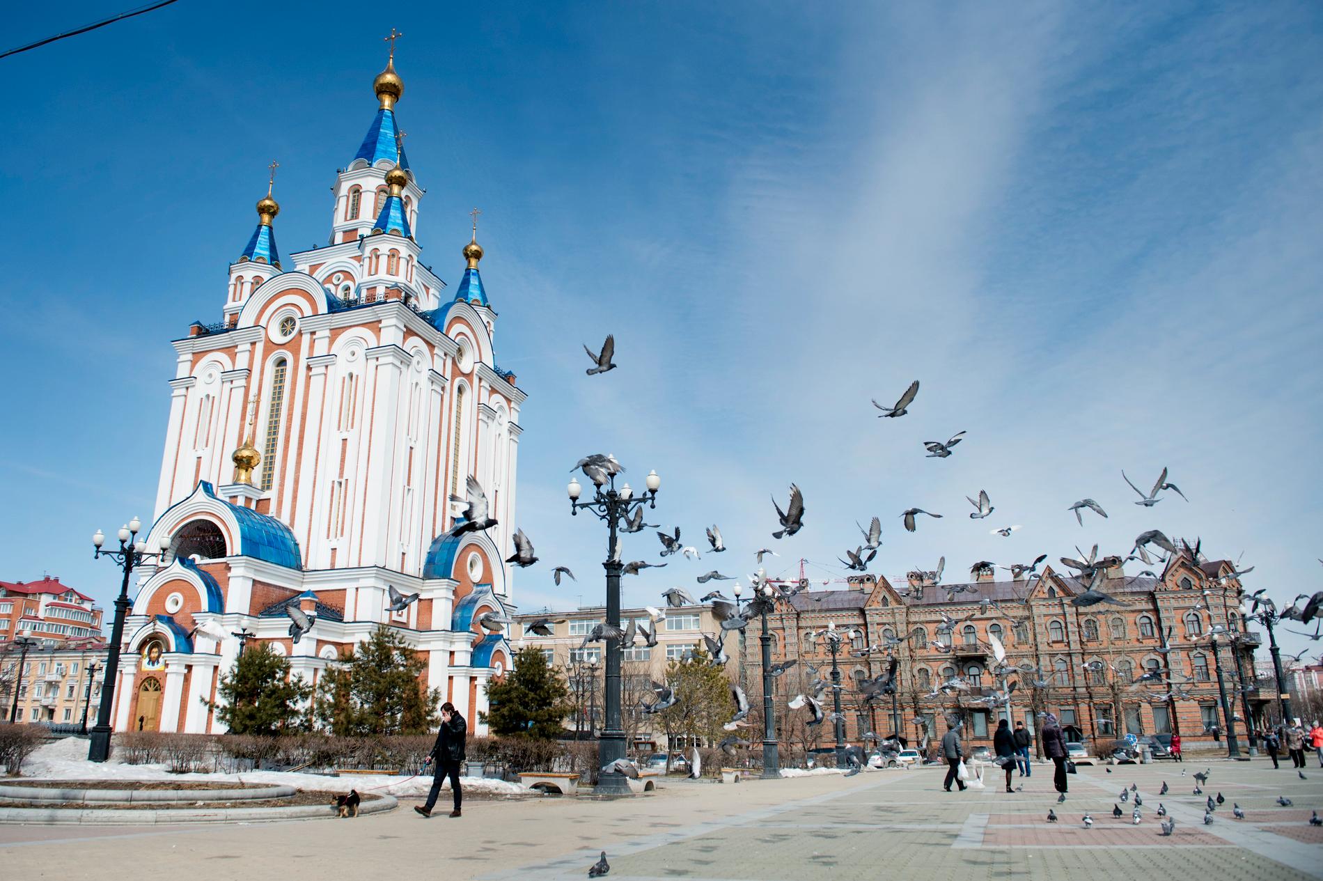Katedralen i staden Chabarovsk, där ultranationalisten Sergej Furgal fick 70 procent av rösterna i söndagens lokalval. Arkivbild.