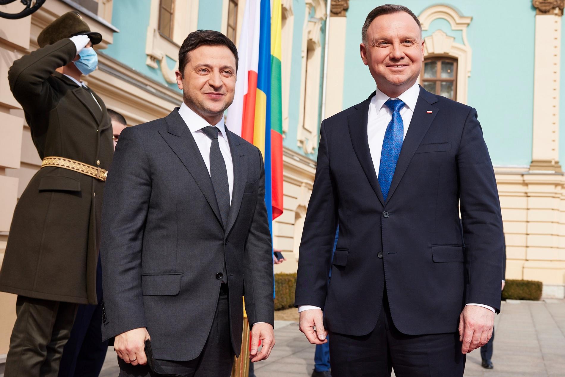 Ukrainas president Zelenskyj och Polens president Duda.