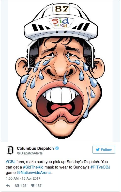 Columbus Dispatch tweet som kort efter plockades bort.