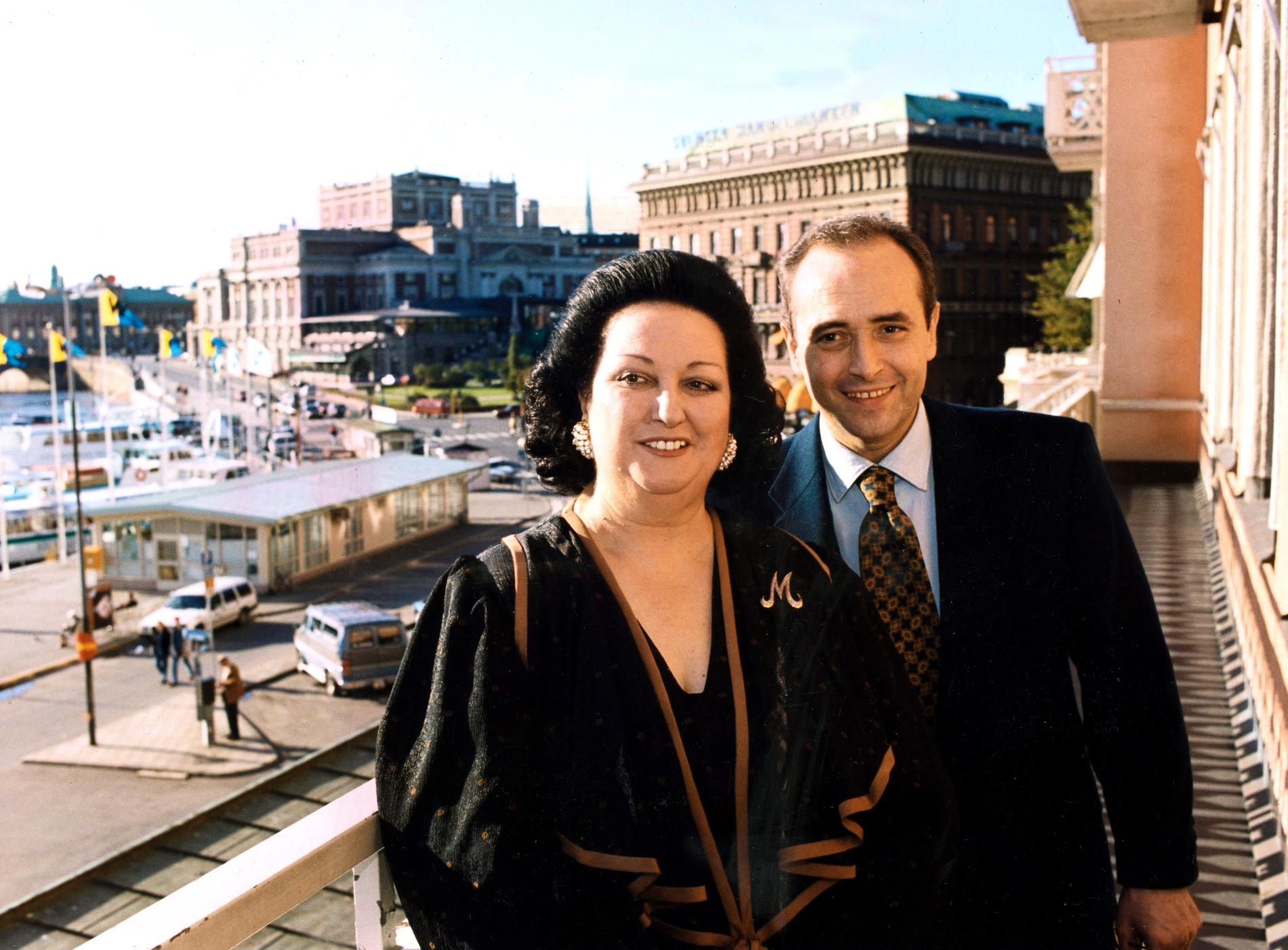 Montserrat Caballé och Jose Carreras i Stockholm på Grand Hotell. 7 oktober 1991.