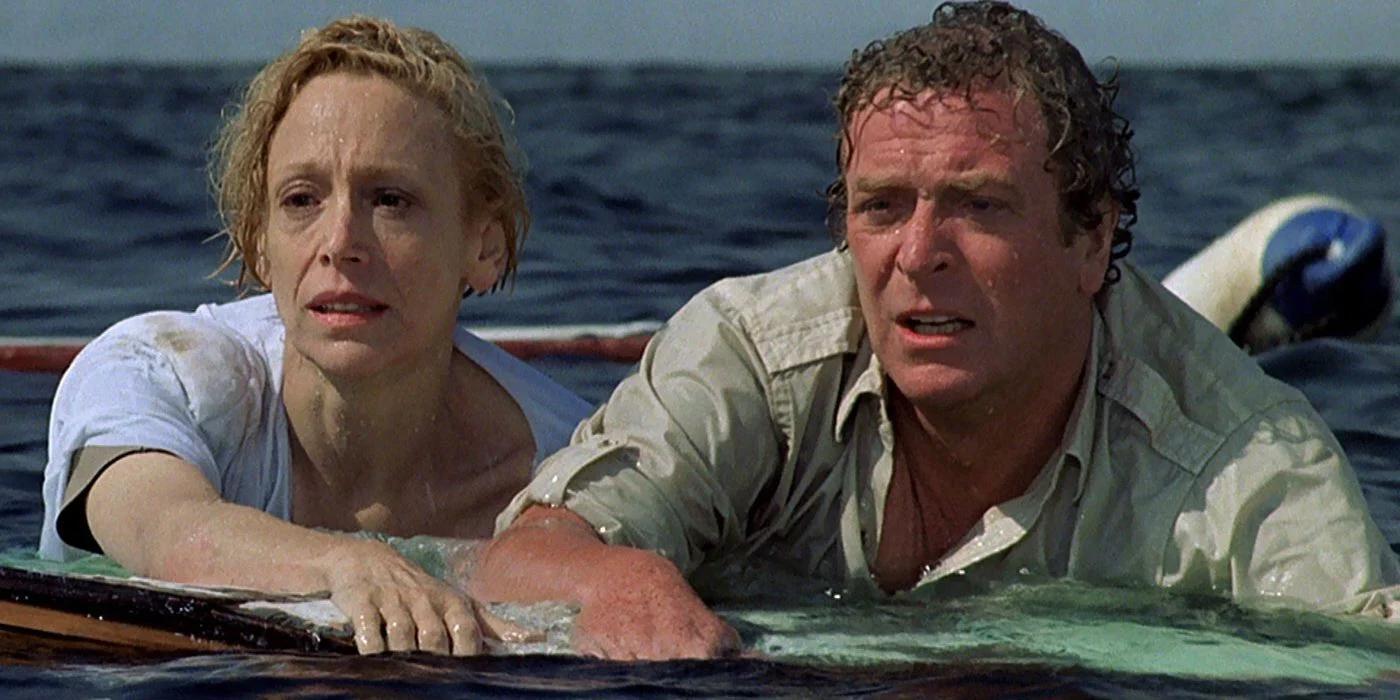 Lorraine Gary och Michael Caine i ”Hajen 4” (1987).