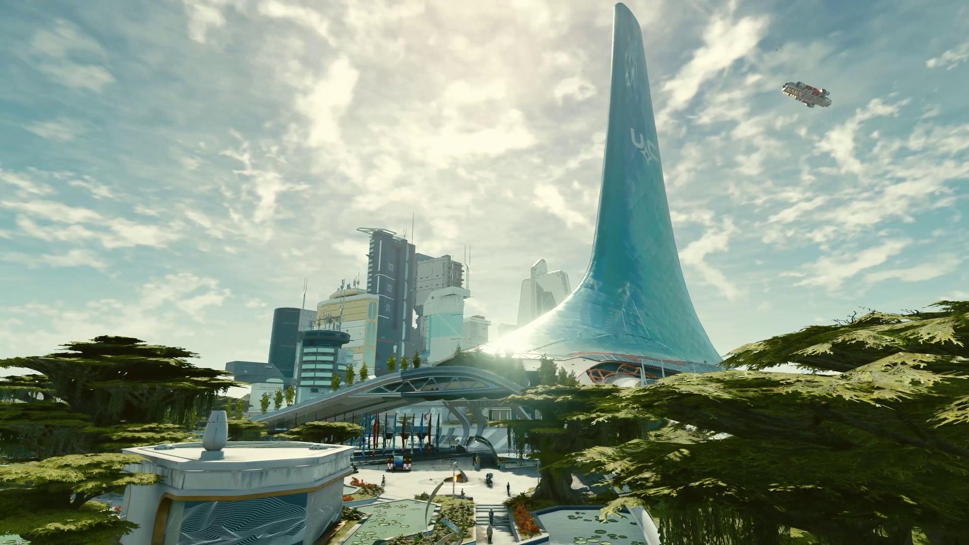 New Atlantis är en av flera större städer i spelet.