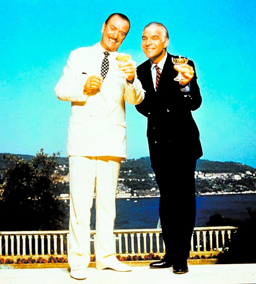 Michael Caine och Steve Martin som guldgossar 1988.