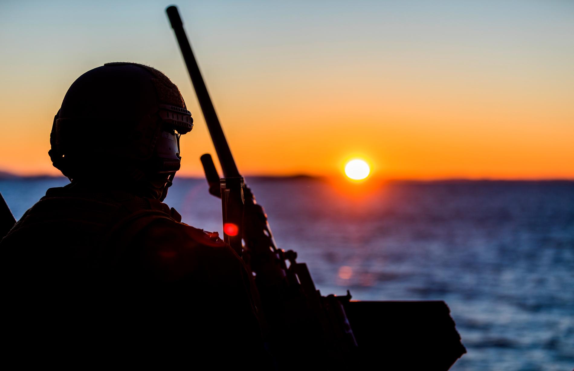 Norsk soldat under Natoövning 2018.