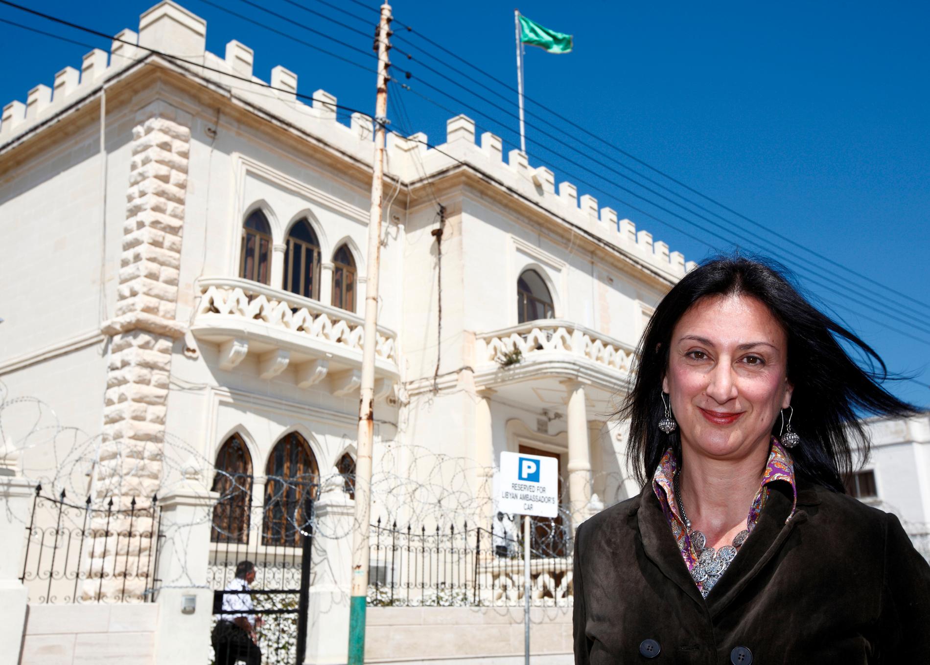 Maltesiska journalisten Daphne Caruana Galizia, dog i explosionen. 