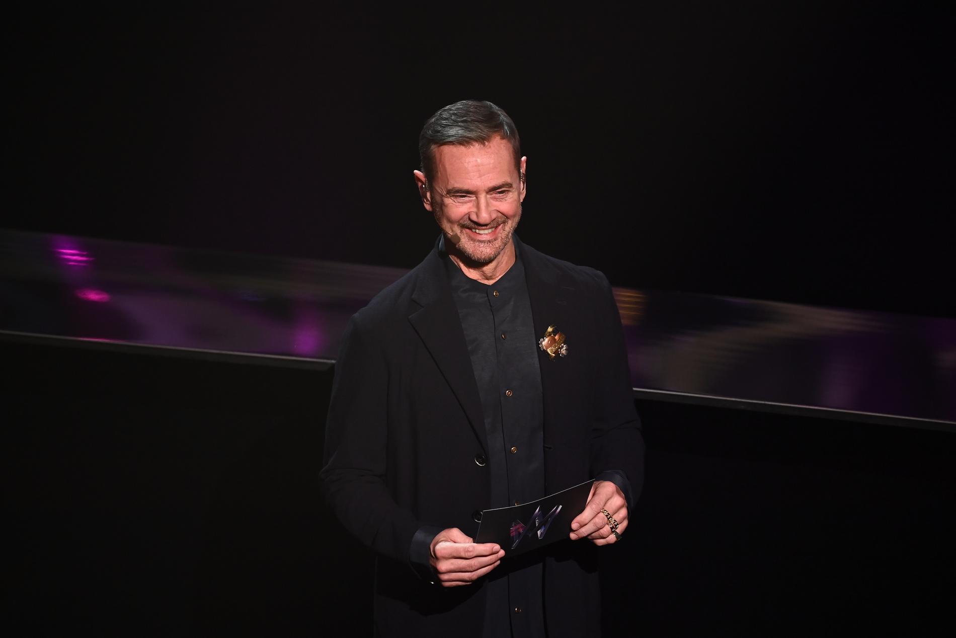 Christer Björkman under genrepet inför Melodifestivalens andra deltävling 2021