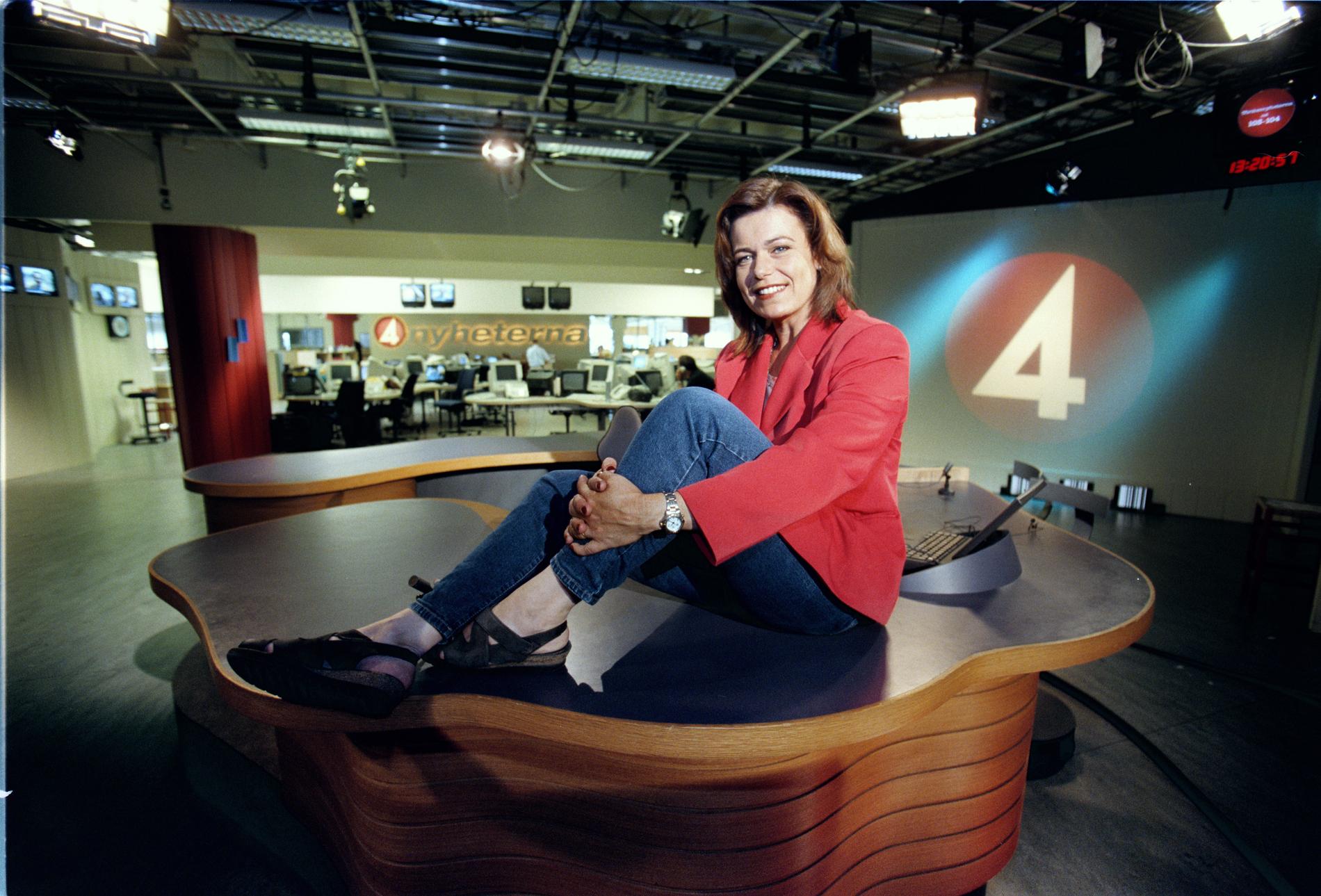 Lotta Mossberg i TV4-studion 1997.