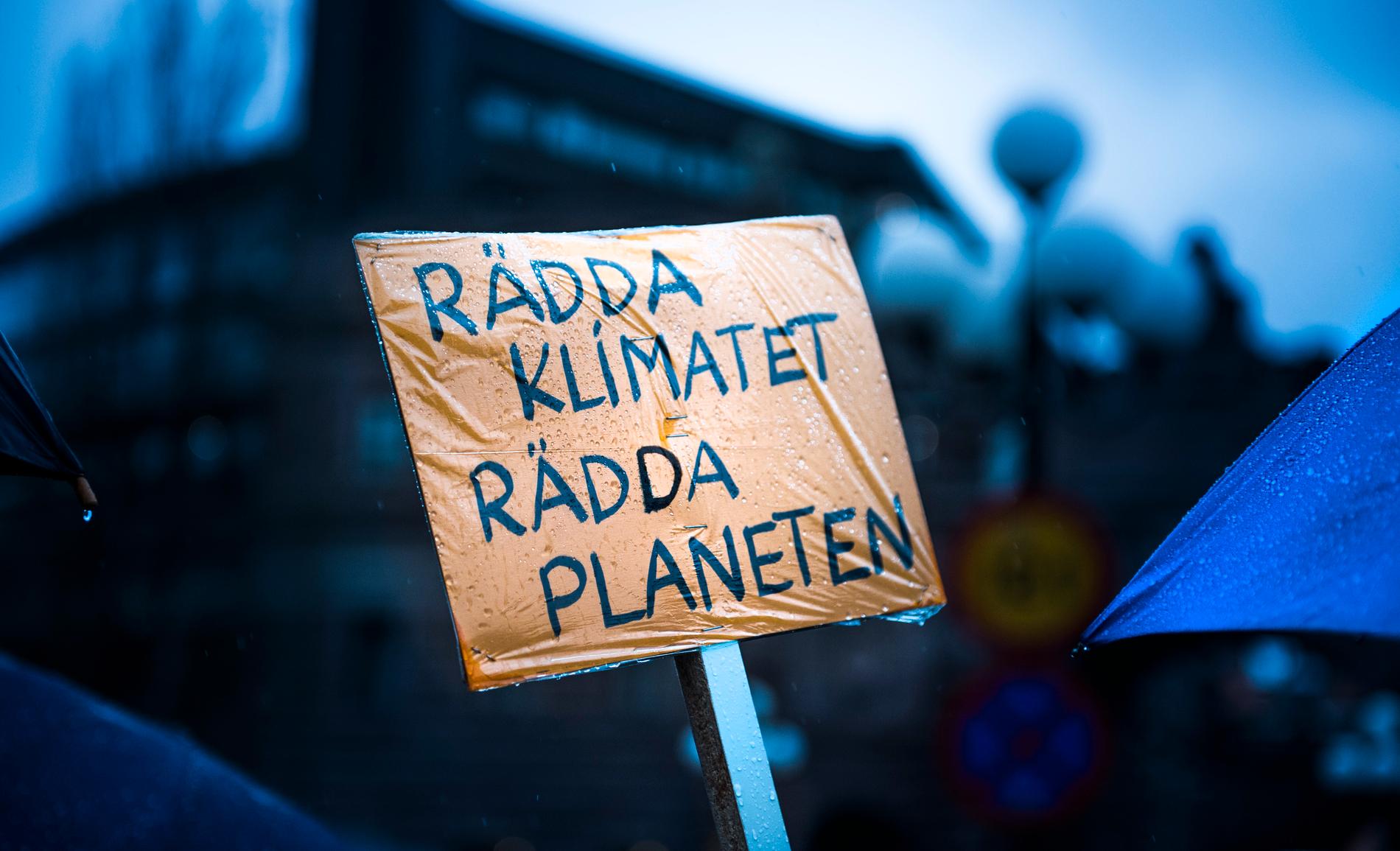 Klimatmanifestation i Stockholm. Under fredagen väntas manifestationer i över hundra svenska städer för uppmärksamhet kring klimatfrågan.