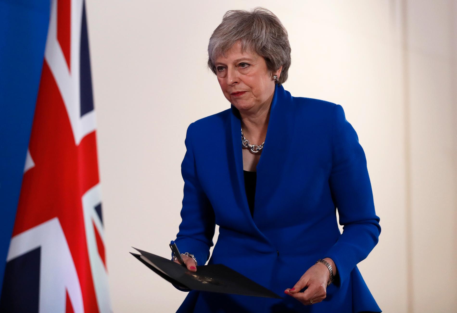 Storbritanniens premiärminster Theresa May i Bryssel efter söndagens toppmöte där EU-ledarna ställde sig bakom brexitavtalet.