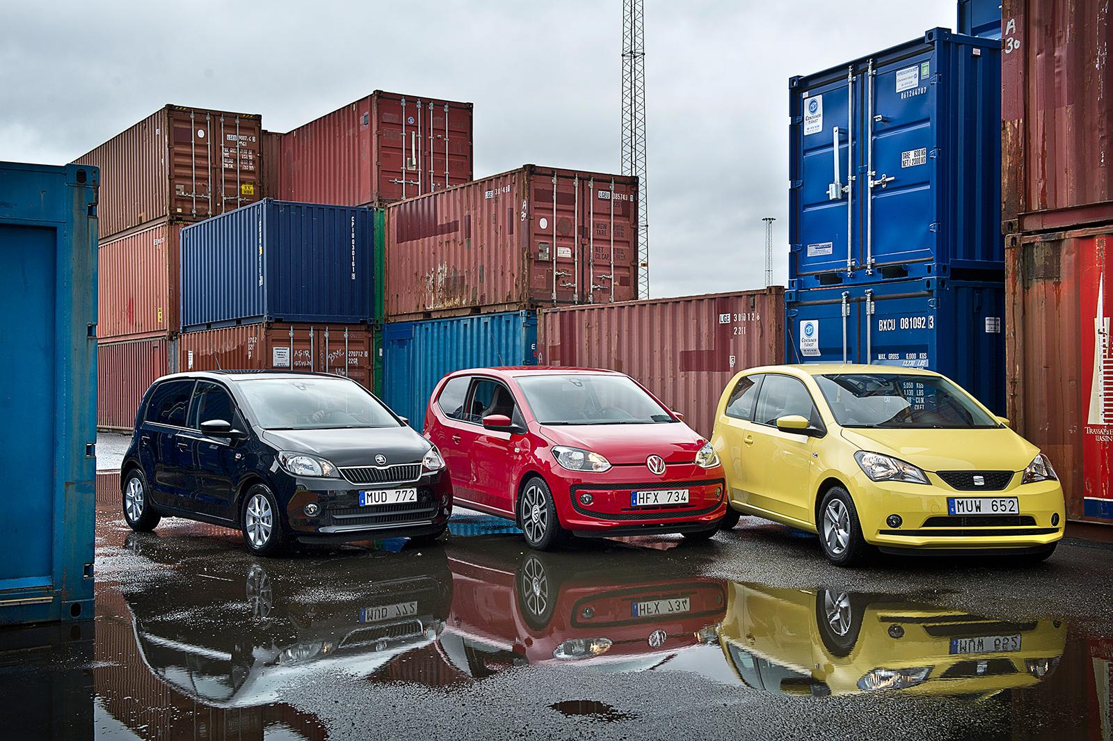 Minifamiljen från VW: Skoda Citigo, VW Up och Seat Mii. Foto: JONAS BILBERG