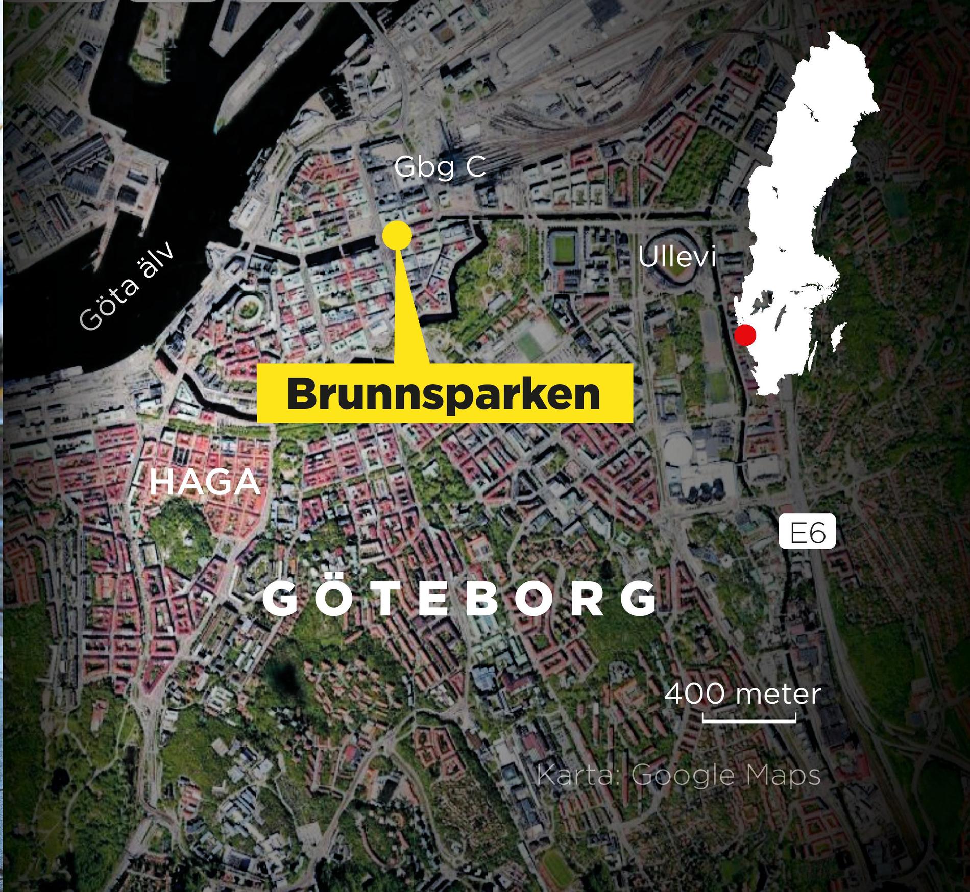 Brunnsparken ligger i centrala Göteborg.