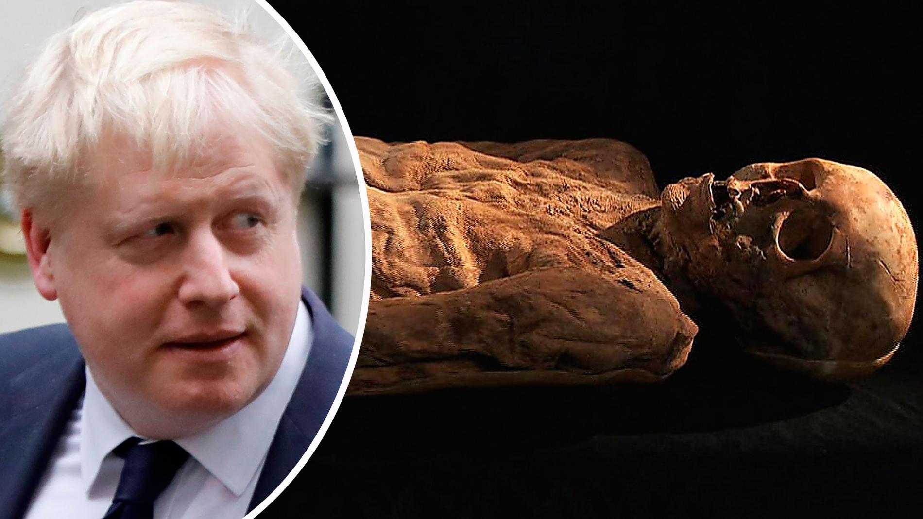 Den mumifierade kvinnan ­hittades 1975 i Basel i Schweiz. Nu kan forskarna avslöja att hon är gammelgammel­mormor till ­Storbritanniens utrikesminister Boris Johnson.