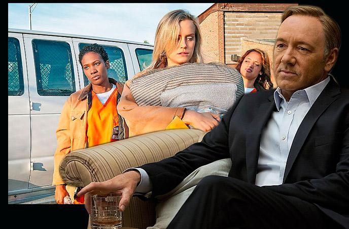 Tv-serier som ”Orange is the new black” och ”House of cards” med Kevin Spacey i huvudrollen är två Netflix-producerade serier. //DENNA BILD ÄR ETT MONTAGE//