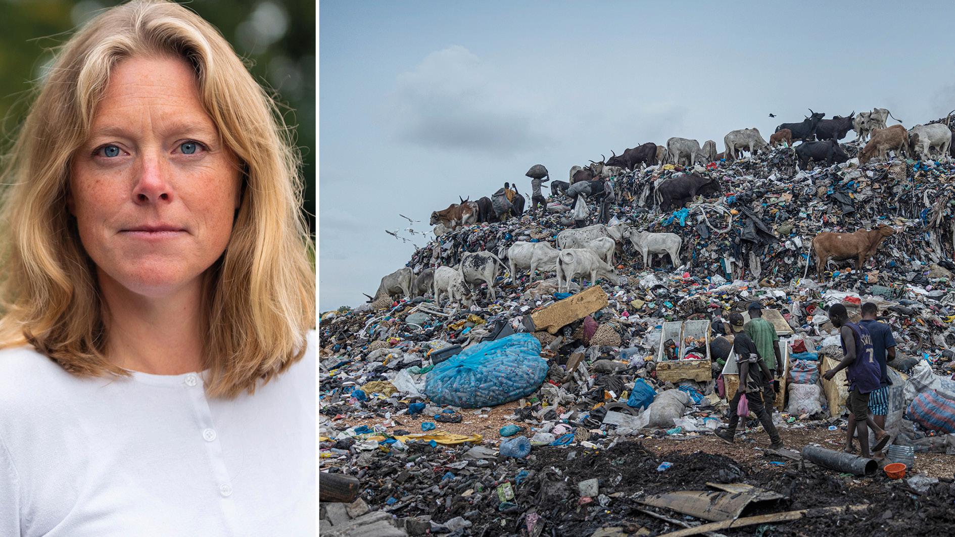 Aftonbladet har de senaste dagarna avslöjat hur våra använda kläder har skapat en miljökatastrof i Ghana. Det krävs ett starkt politiskt ledarskap och tydliga mål för cirkularitet för att få bort dumpningen, skriver Stina Larsson.