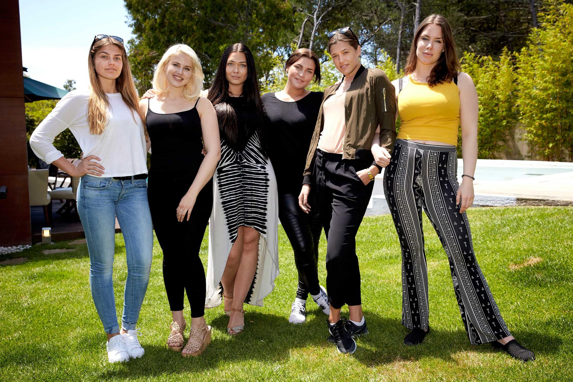 De svenska "Top model"-deltagarna Ronja Manfredsson, Lovisa Reuter, Paulina Perger, Mette Elofsson, Maria Esbo och Janina Karlman.