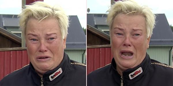 Ulrika Wällstedt i tårar efter V75-segern.