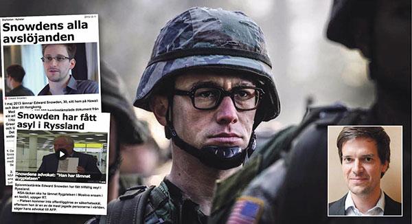När Oliver Stones film "Snowden" har världspremiär i dag så kommer inte huvudpersonen – visselblåsaren Edward Snowden – att finnas på plats bland Hollywood-kändisar på röda mattan, skriver Ole von Uexkull (infälld). Bilden är från filmen.