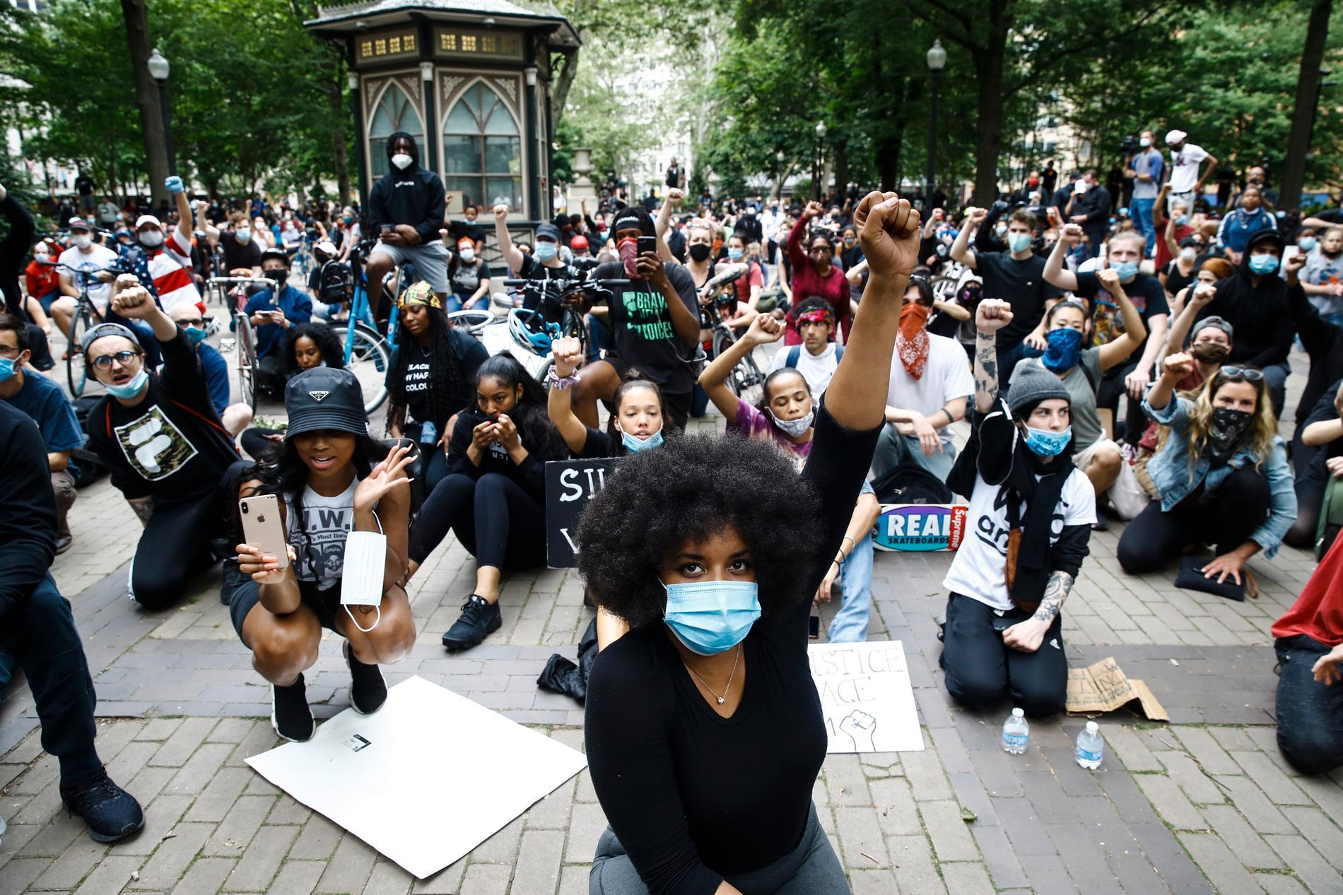 Demonstrationer mot rasism och polisvåld i Philadelphia under tisdagen. Arkivbild.
