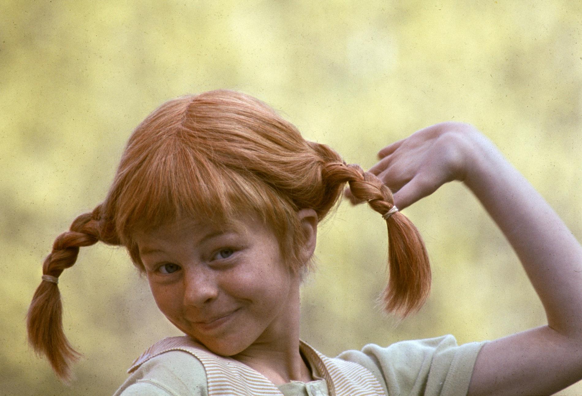 Inger Nilsson under inspelningen av ”Pippi på rymmen” i Visby på Gotland 1970.