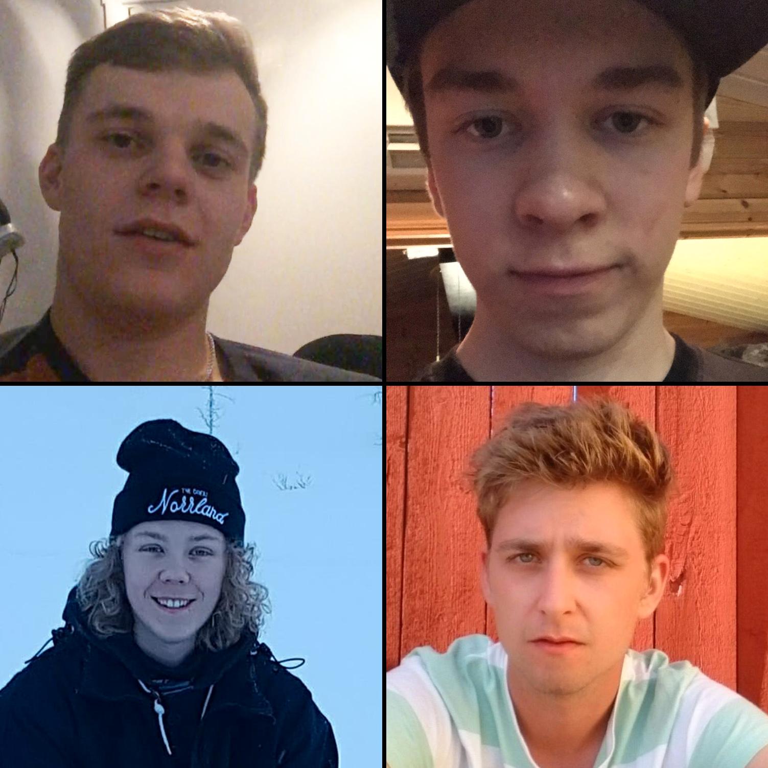 Övre raden: Filip Johansson, Lucas Bystedt. Nedre raden: William Andersson, Elias Olsson.