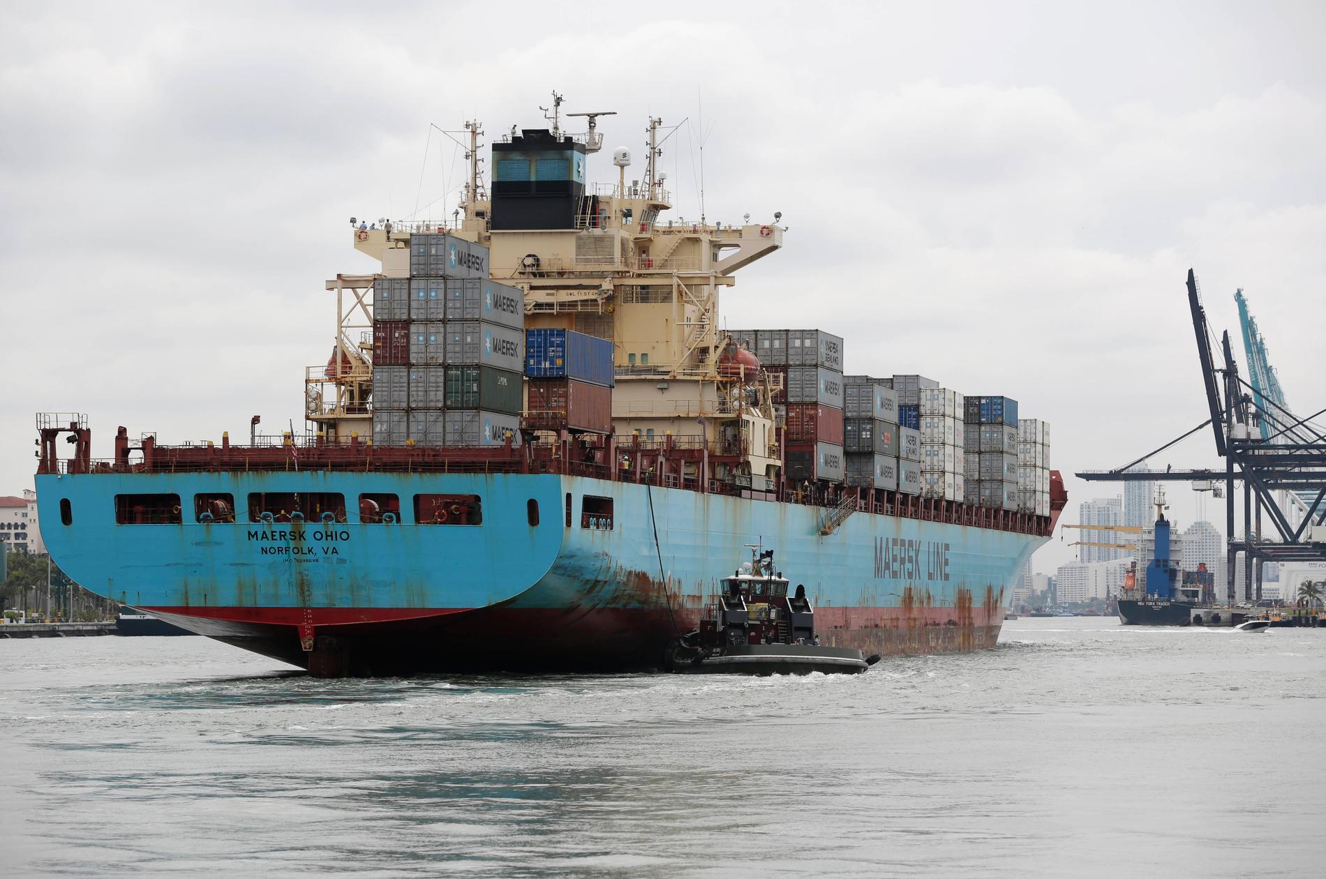 Ett containerskepp från det danska rederiet Maersk Line deltog i sjöräddningsinsatserna. Arkivbild.