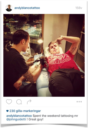 John Guidetti tatuerar sig hos Andy Blanco