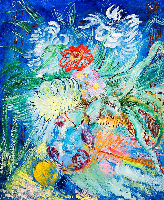 ”Blommor i blått”, 1934. Olja på duk.