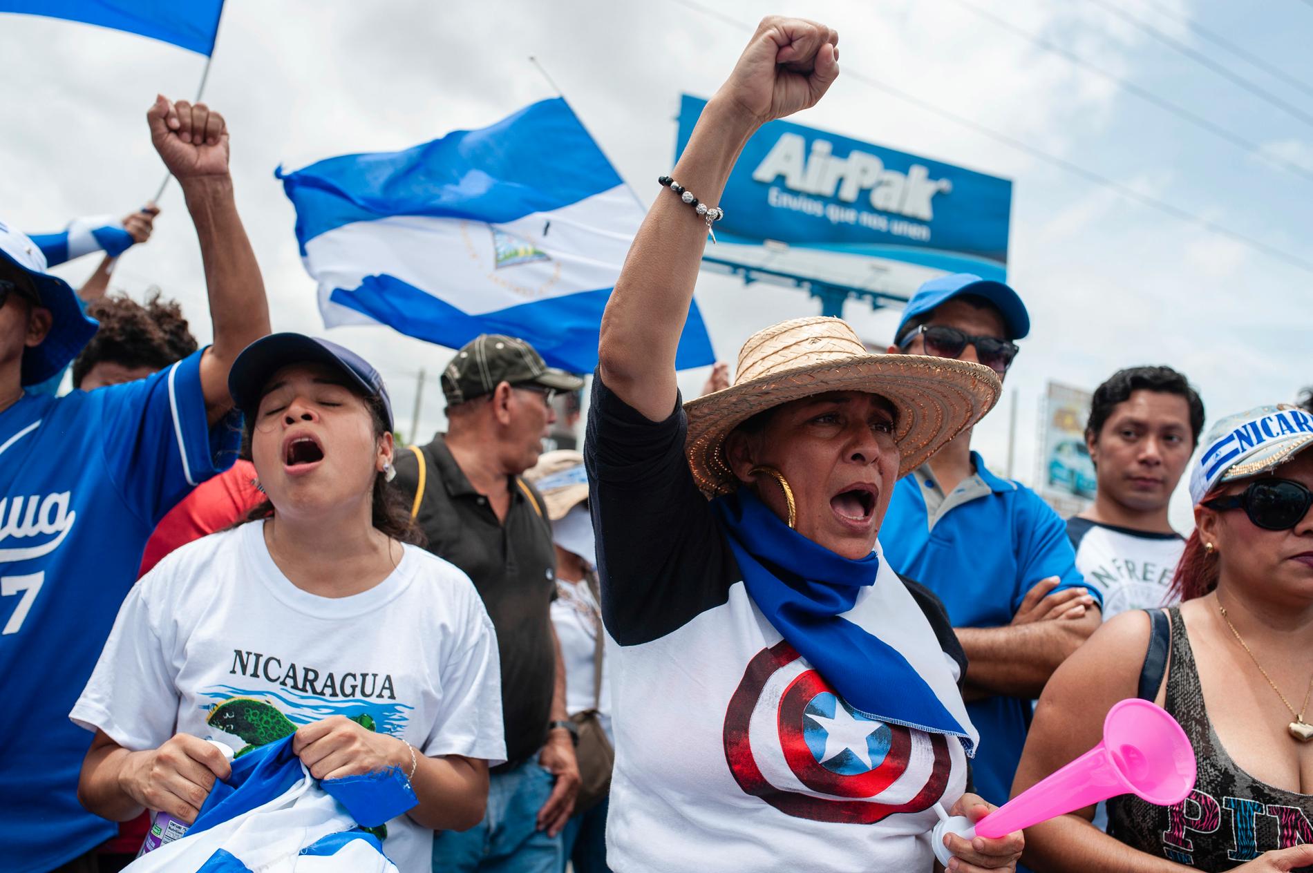 Demonstrationer mot Ortegas regering har pågått i flera månader. Bild från den gångna helgen.