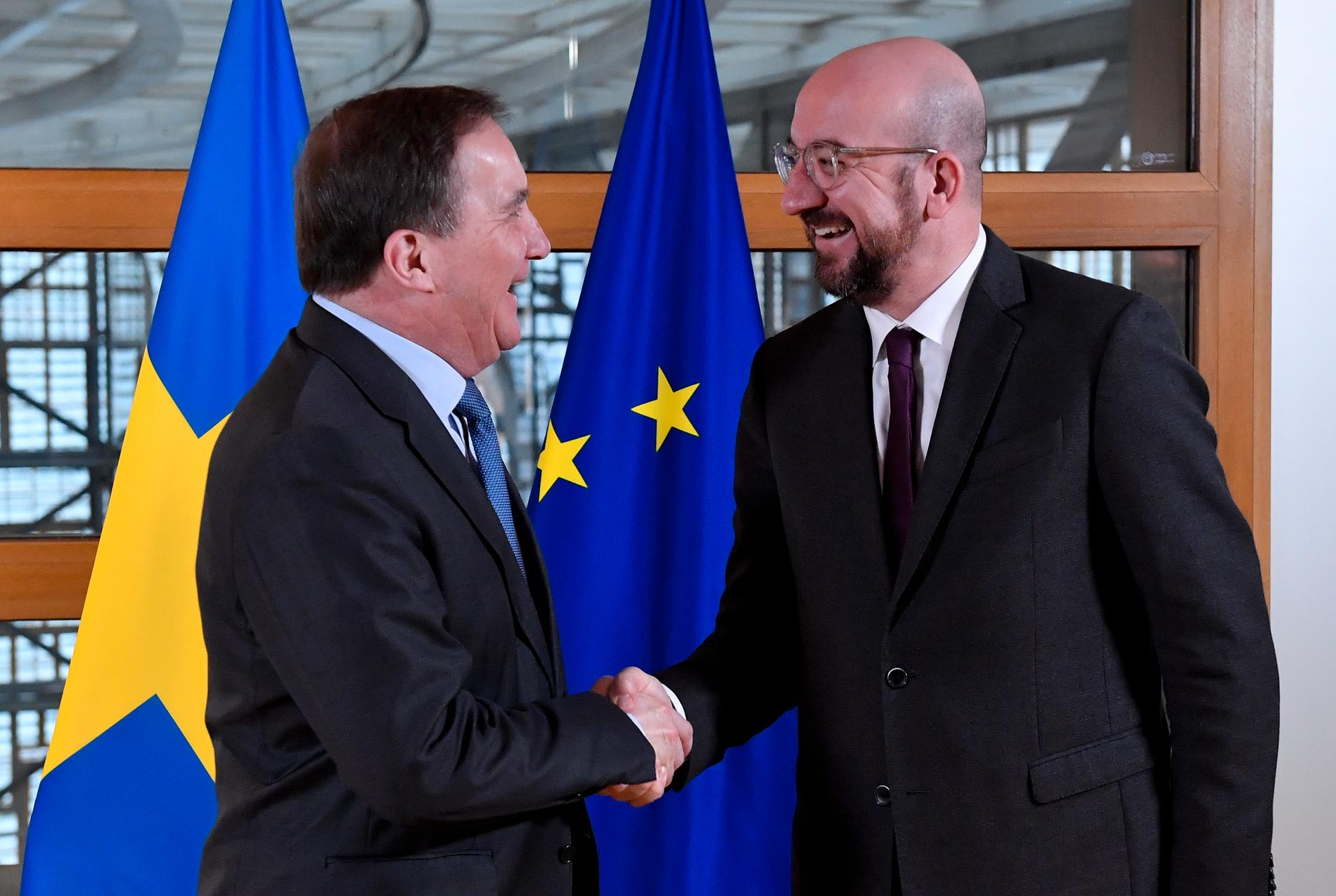 Statsminister Stefan Löfven (S) träffar EU:s permanente rådsordförande Charles Michel. På agendan står de fastlåsta förhandlingarna om EU:s nästa långtidsbudget.
