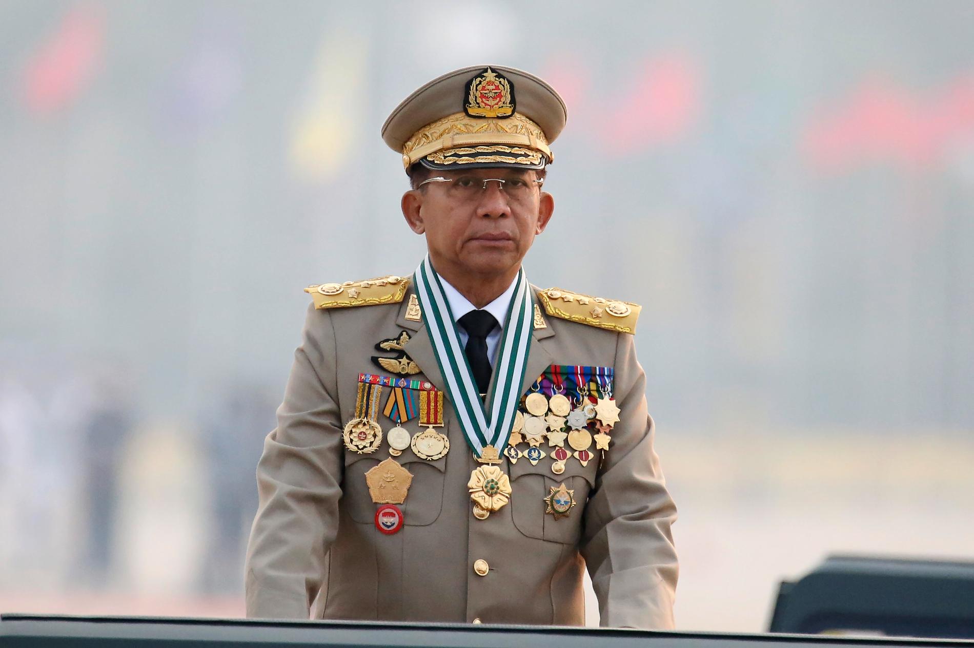 Myanmars juntaledare, general Min Aung Hlaing. Arkivbild.