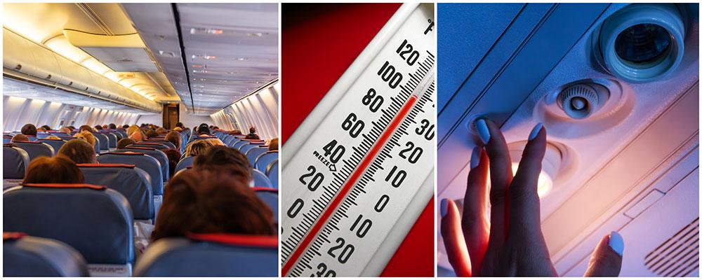 Passagerarna plågades i två timmar när temperaturen i flygkabinen nådde 50 grader. 