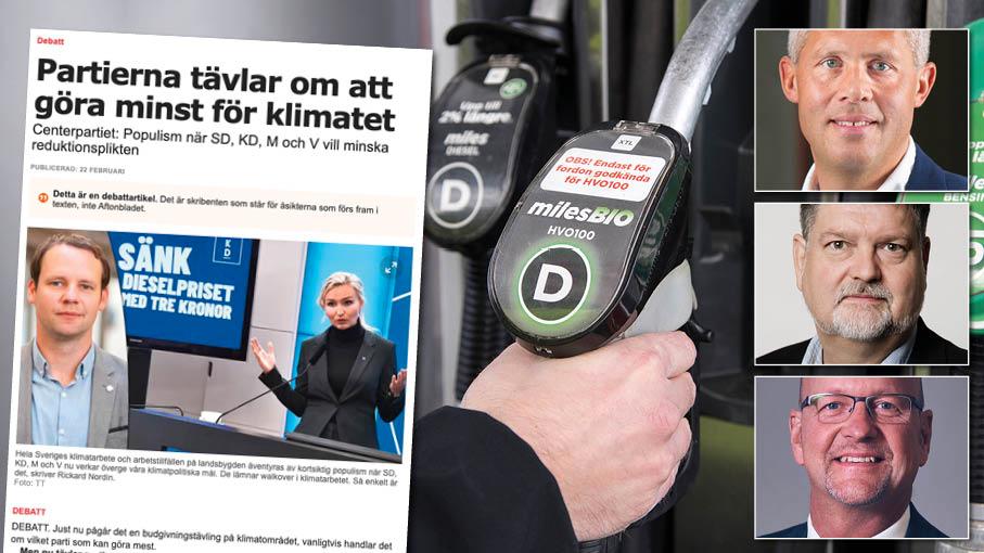 Lantbruk, transportföretag och privatpersoner drabbas på ett orättfärdigt sätt när reduktionsplikten gör att dieselpriset ökar med cirka tre kronor per liter. Vi anser att Sverige ska följa det mål som EU anger för år 2030, nämligen 14 procent. Replik från KD.