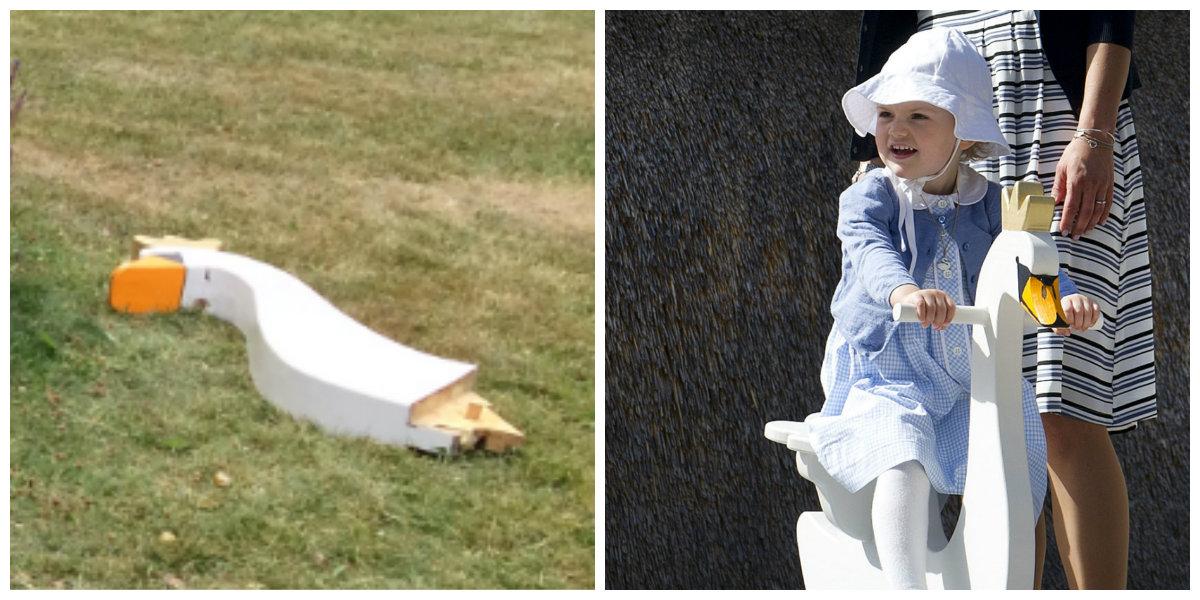 Svanen som invigdes av prinsessan Estelle 2014 har vandaliserats.