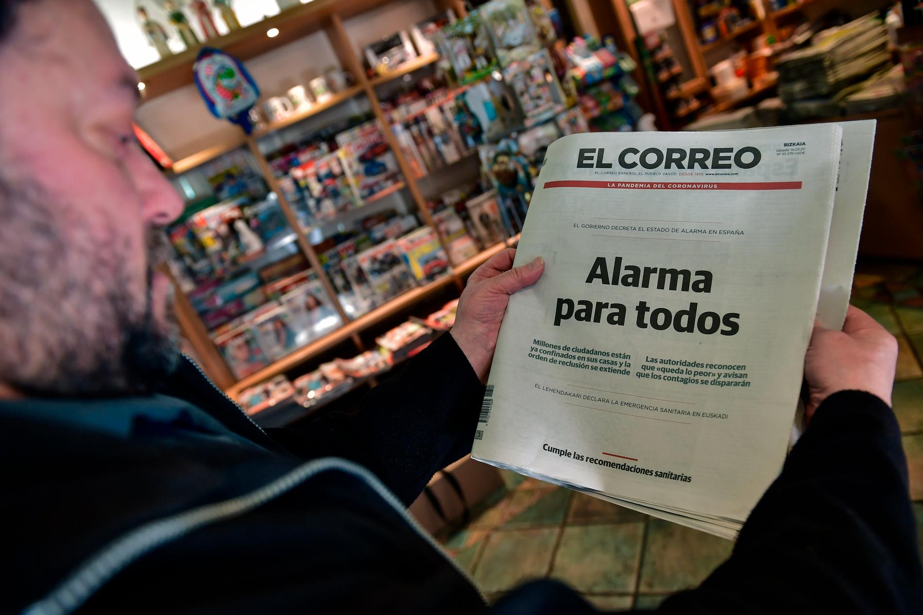 ”Larm för alla”, står det på förstasidan av dagens El Correo.