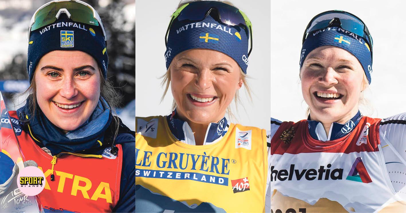 Ebba Andersson, Frida Karlsson och Jonna Sundling tävlar i Gällivare i helgen. 