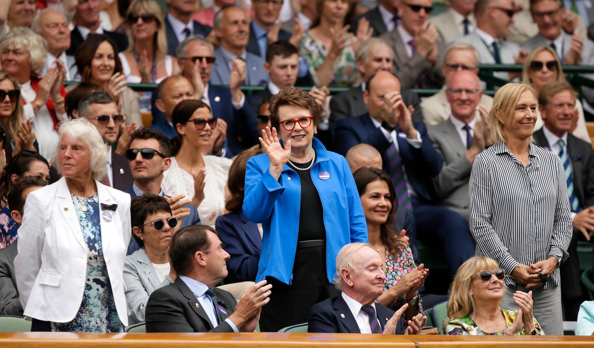 Billie Jean King i publiken under Wimbledon förra året. Arkivbild.