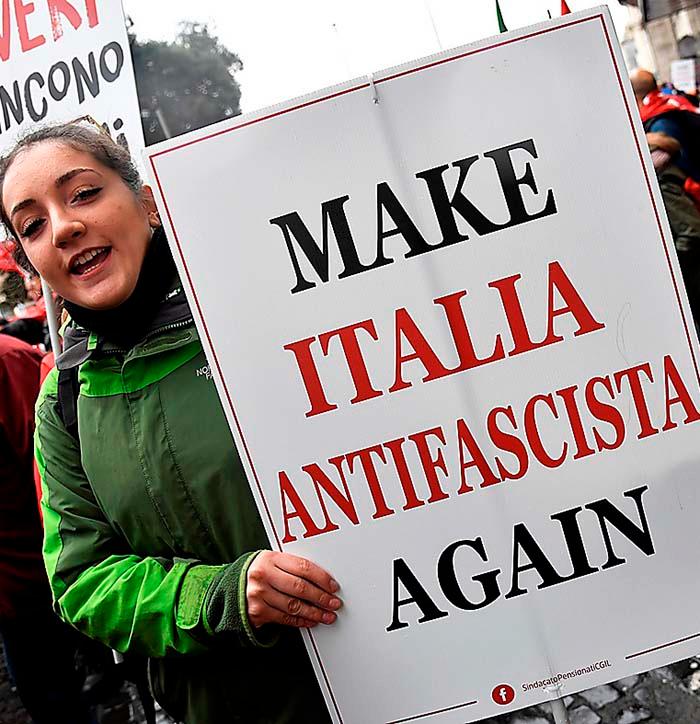 Även antifasciströrelsen använde sig av Trumpretorik ­under helgens stora manifestation i Rom. 