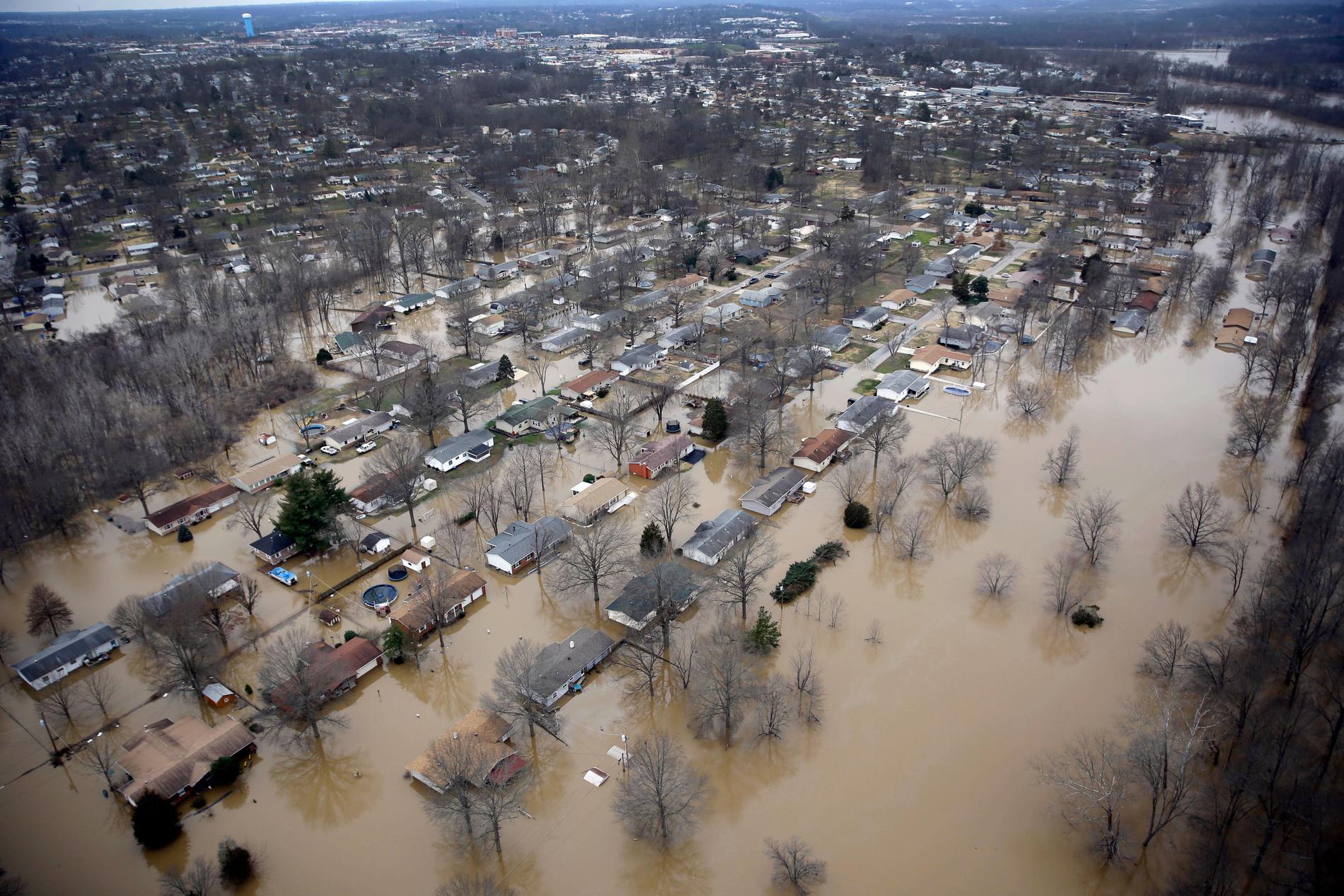 Översvämningar i Missouri, USA, som följd av naturfenomenet El Niño. 