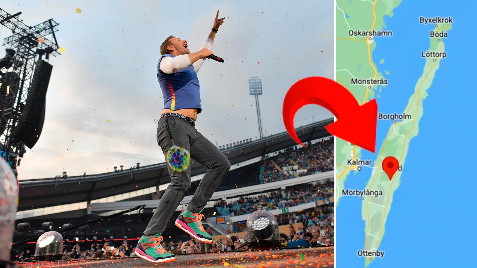 Coldplay på Ullevi 2017. Men inför Sverigebesöket 2023 pekade bandet ut byn Ullevi på Öland på sin hemsida. 